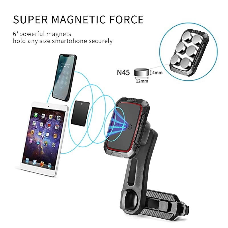 Air Vent Car Phone Mount, Long Arm Air Vent Phone Holder with 360 Rotation Design, Built-in 6 Strong Magnets, Universal Car Vent Holder for All Cell Phone & Mini Tablet