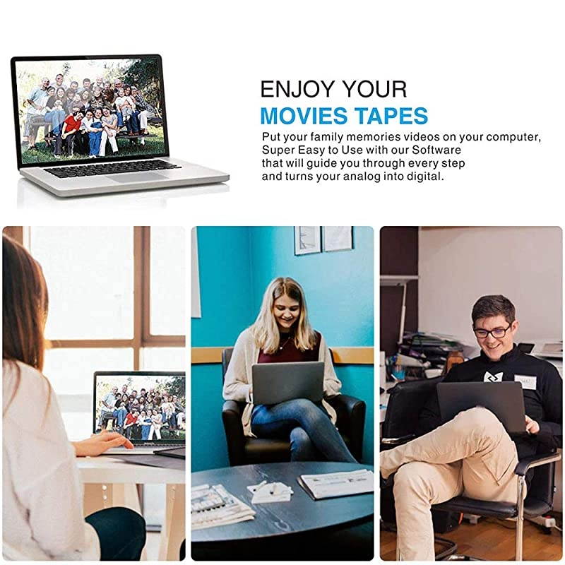 to Digital DVD Converter for Mac USB20 AudioVideo Capture Grabber Adapter DeviceTransfer VCR TV Hi8 Game S Video to DVDSupport Mac Windows 108187VistaXP Black