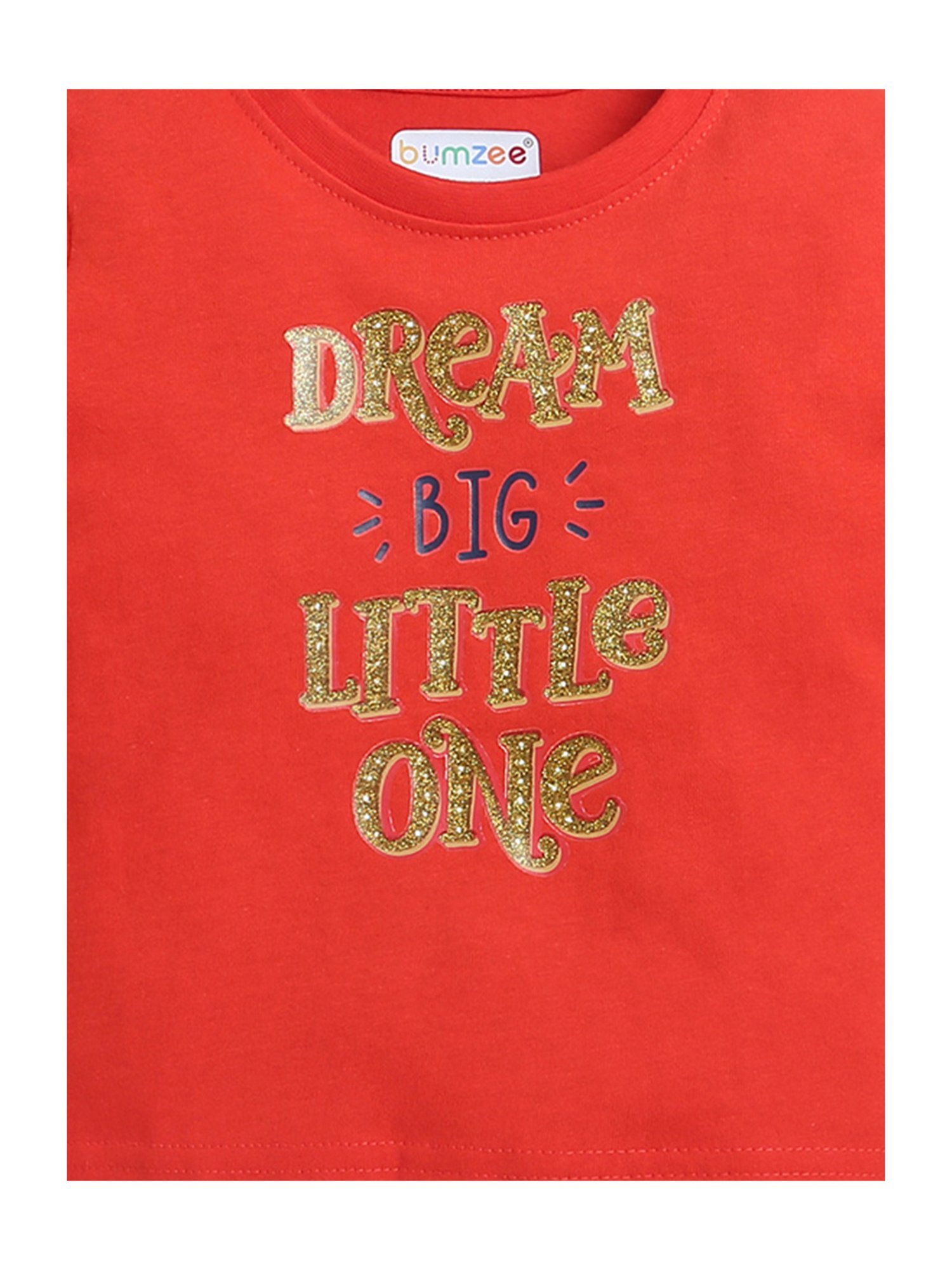 Bumzee Kids Beige & Red Shimmer T-Shirt (Pack Of 2)
