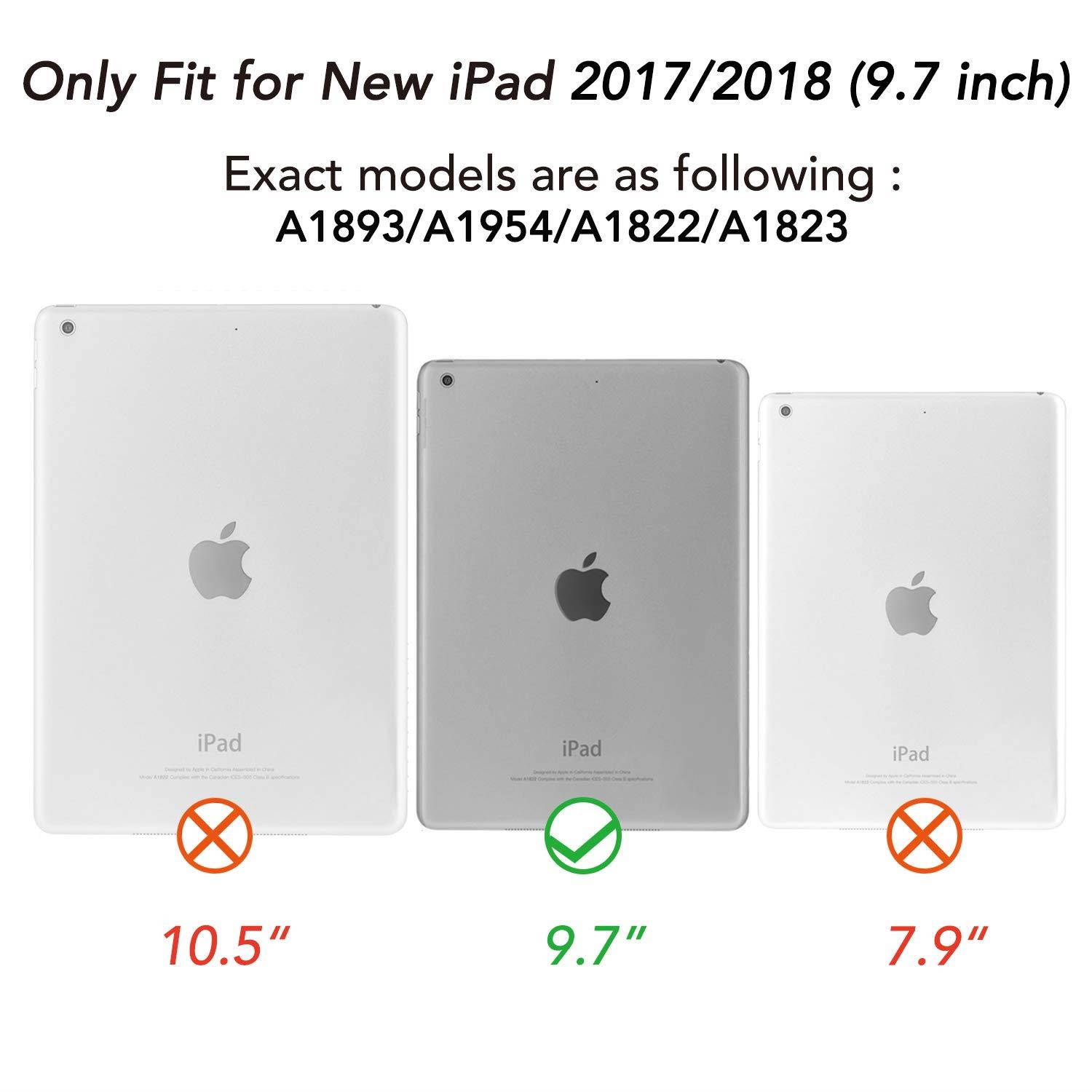 YOUMAKER Case for New iPad 9.7 2018/2017, Heavy Duty Kickstand with Built-in Screen Protector Full-Body Shockproof Protective Case Cover for Apple iPad 9.7 inch 2017/2018 5th/6th Gen (Rose Gold/Gray)