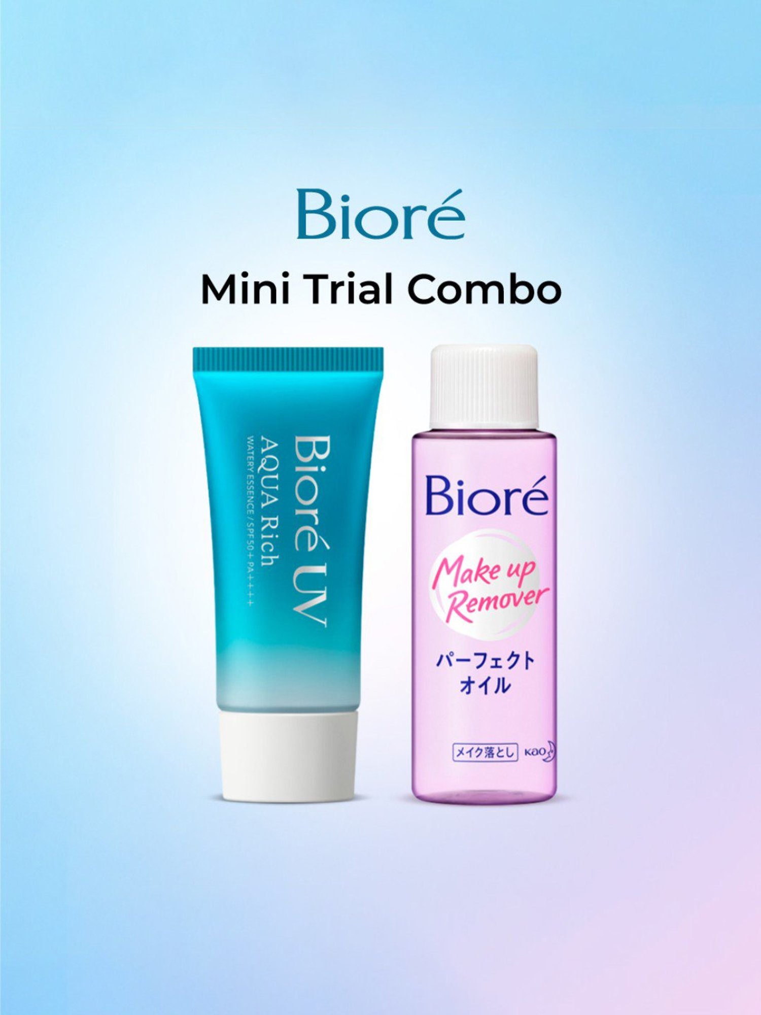 Biore UV Aqua Rich Watery Essence Sunscreen SPF 50+ Pa++++ and Makeup Remover Cleansing Oil Combo