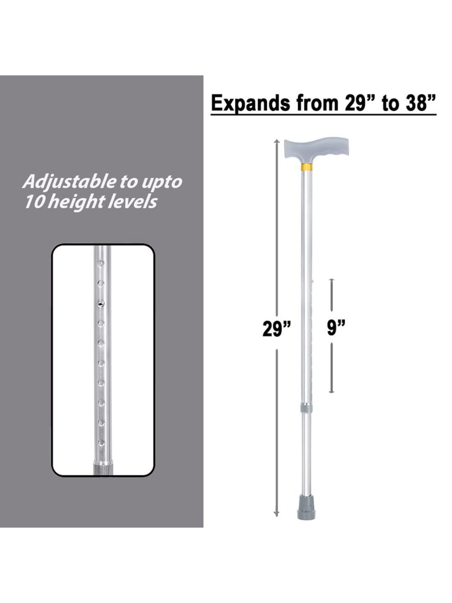 MCP Jindal Height Adjustable Walking Stick (Silver)