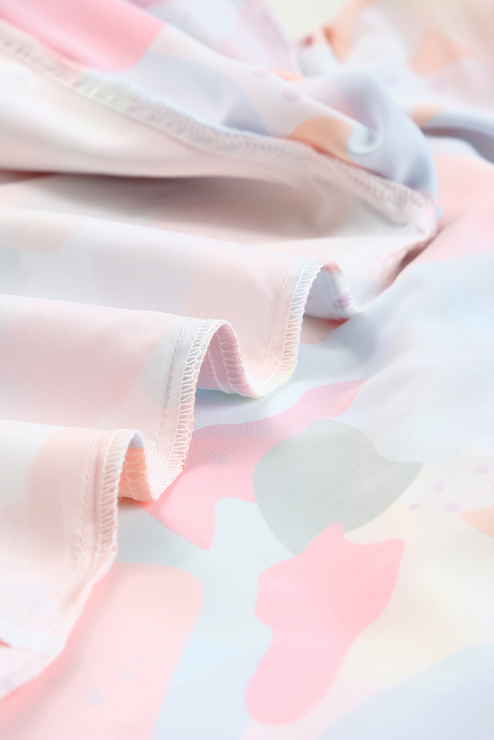 Multicolor Abstract Print Flutter Sleeve V Neck Blouse