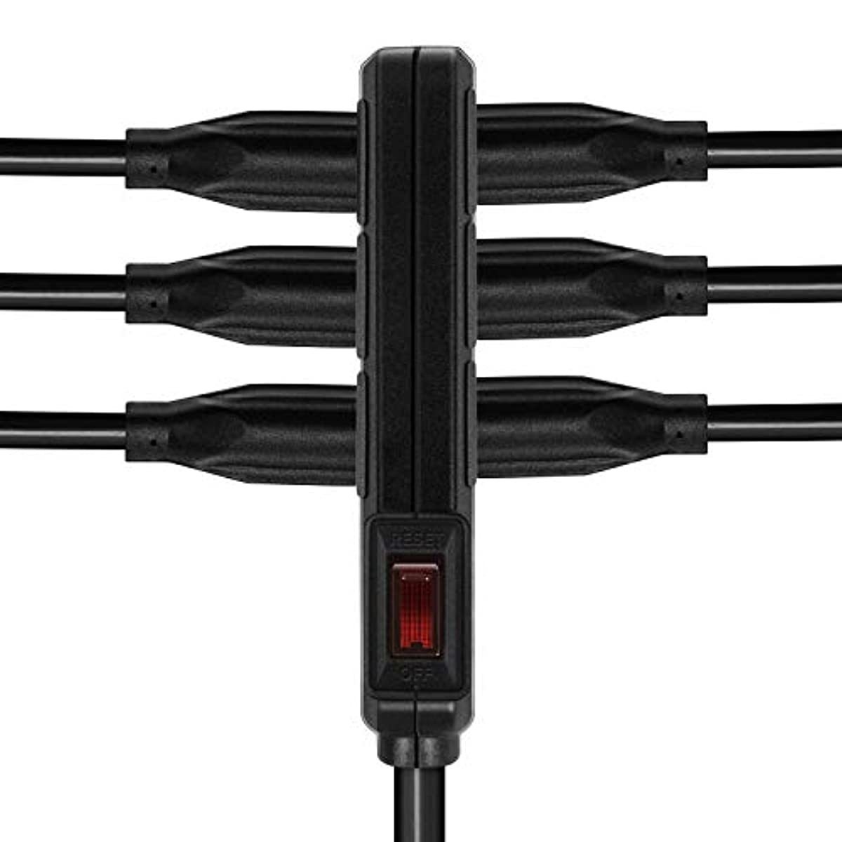 Nekteck [UL Certified] 6 Feet Power Strip Extension Cord [2 Pack] 360 Degree Rotating Angled Flat Plug with 6 Electrical Power Outlets, 14AWG 3 Prong Grounded Wire