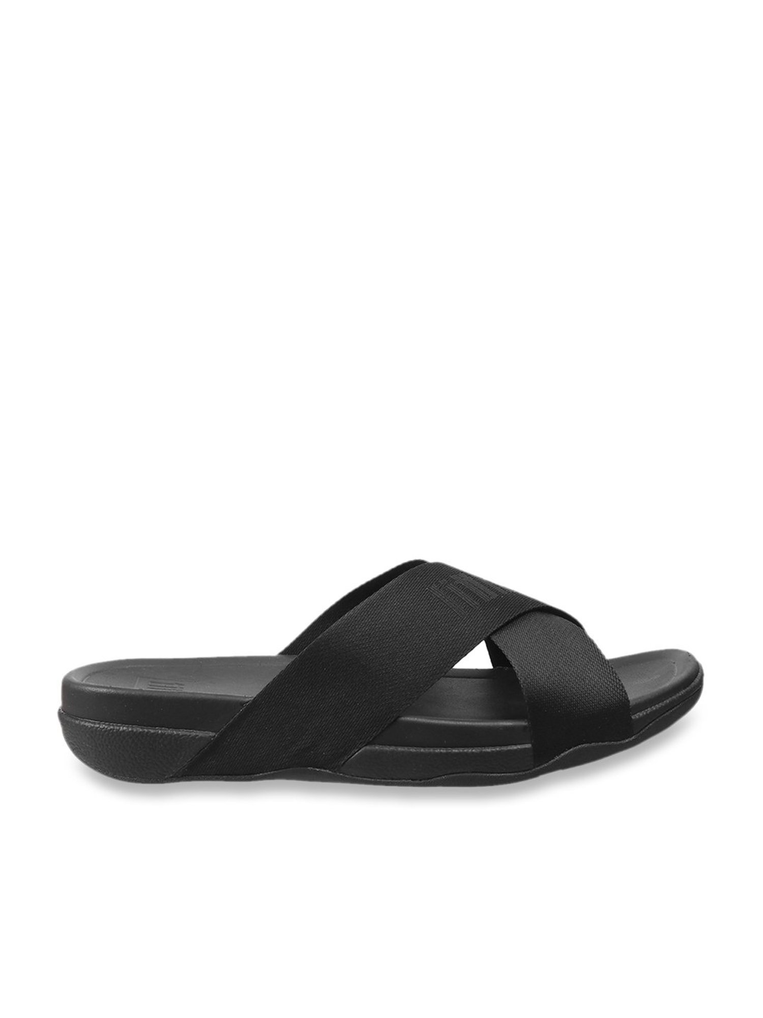 FitFlop Men's Black Cross Strap Sandals