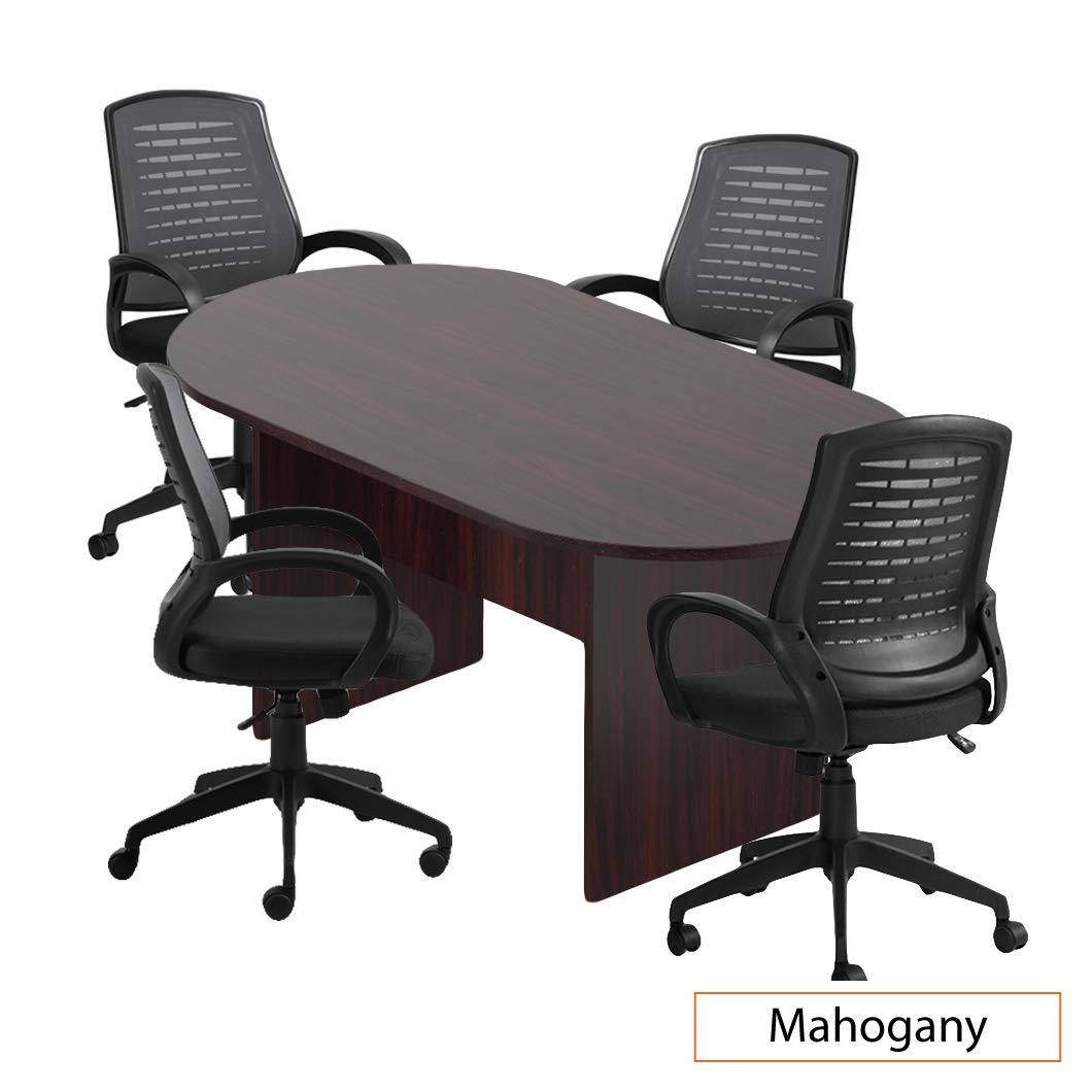 GOF 6FT Conference Table (Mahogany) Set with Multifunctional Ergonomic Conference Task Chair (4XG10902B)