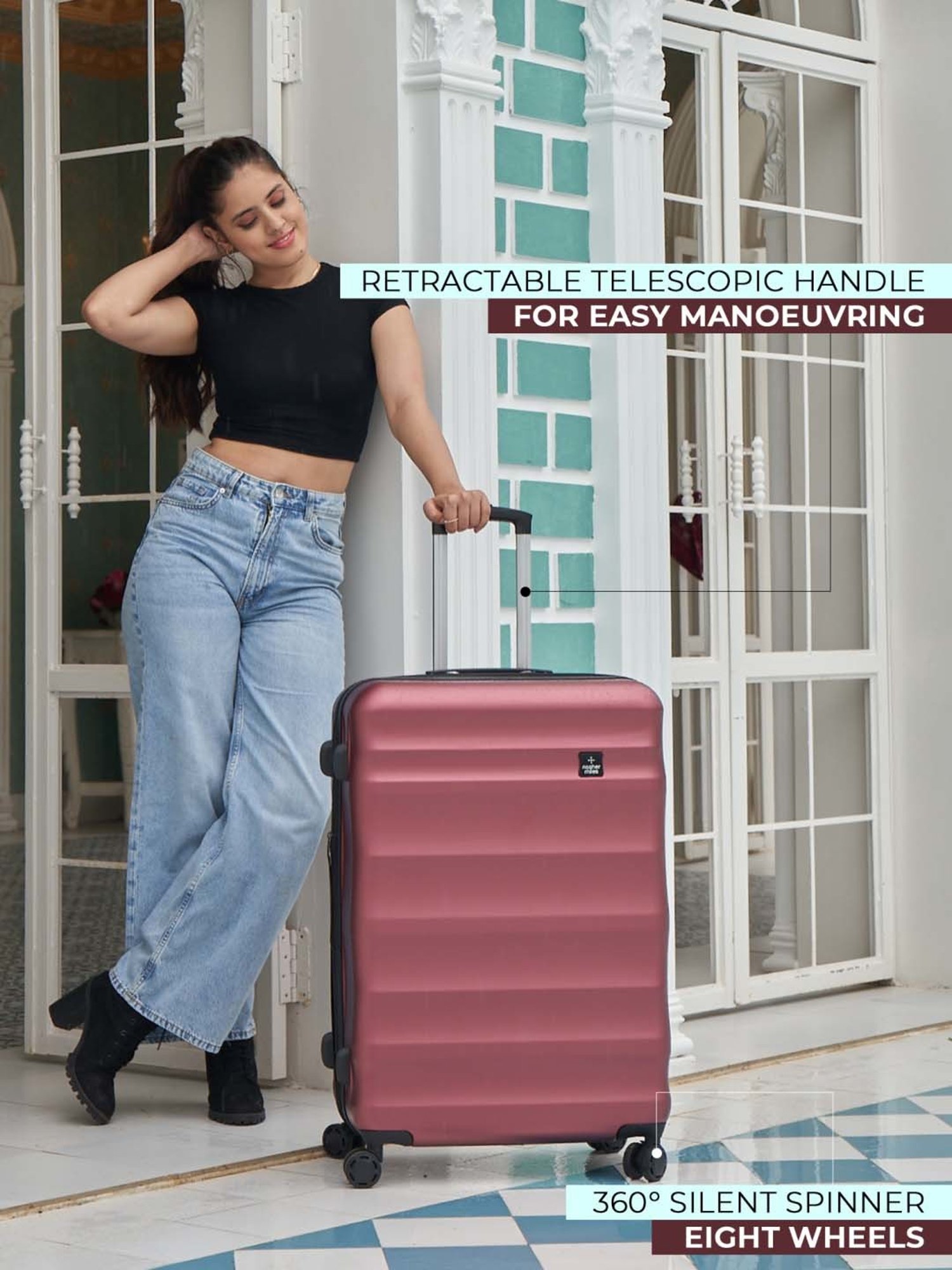 Nasher Miles Rome Hard-Sided Polycarbonate  Set of 3 Maroon Trolley Bags (55, 65 & 75 Cm)