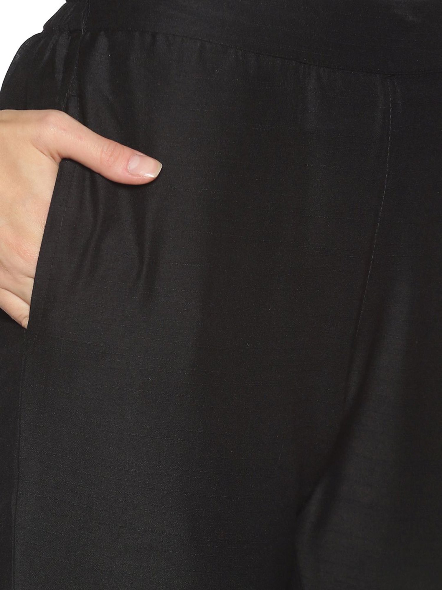 Saffron Threads Black Regular Fit Pants