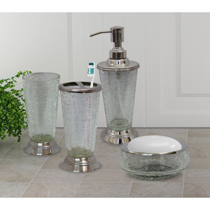 4pc Regal Metal Bath Accessory Set for Vanity Counter Tops Clear - Nu Steel