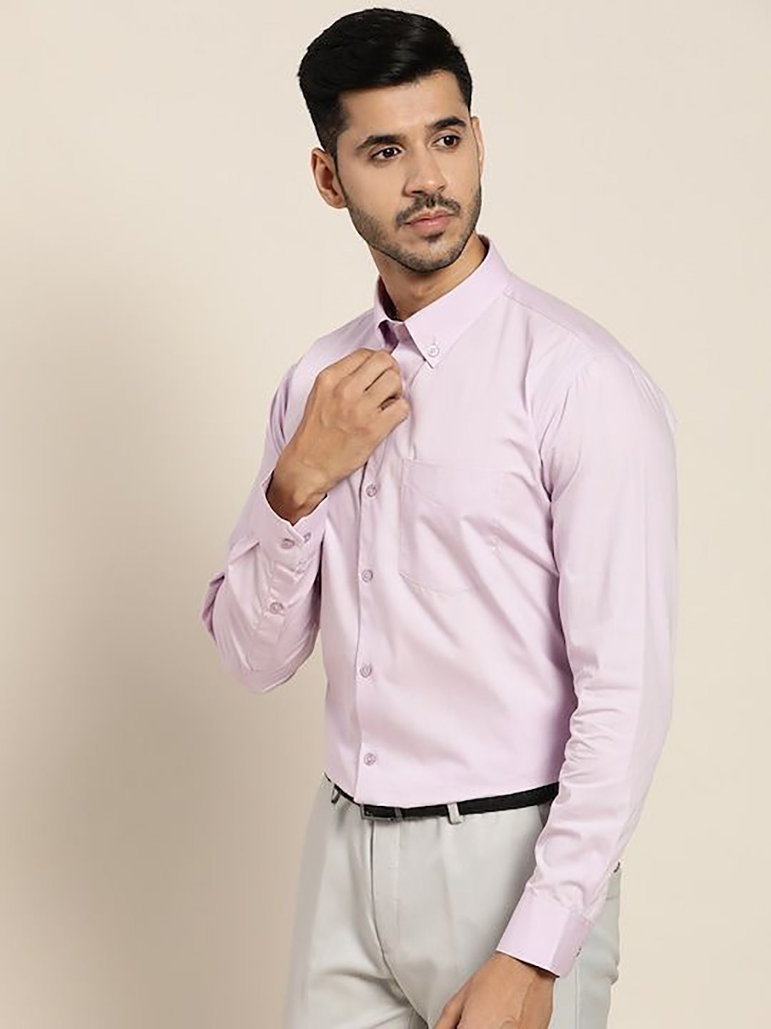 Hancock Purple Slim Fit Solid Shirts