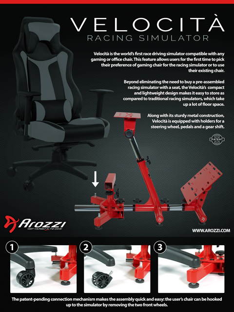 Arozzi Velocita Gaming Racing Simulator Stand - White