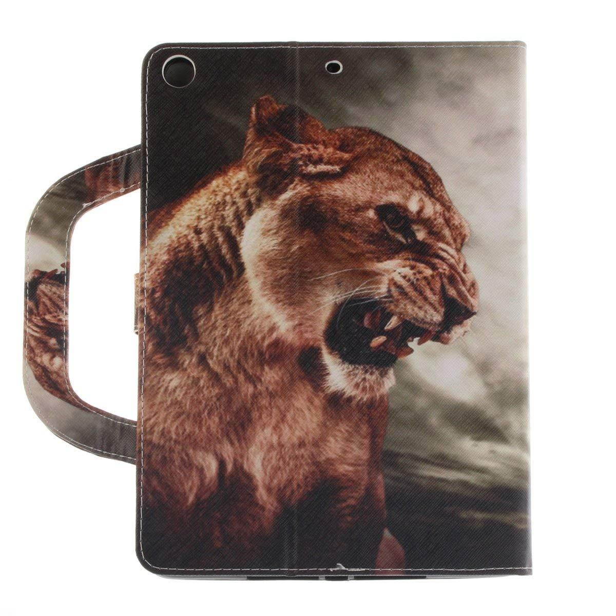 New iPad 2017 iPad 9.7 Case, Newshine Portable Lightweight Smart Stand Case with Card Slots for Apple iPad 9.7-inch 2017 Release [Auto Sleep/Wake], Male Lion