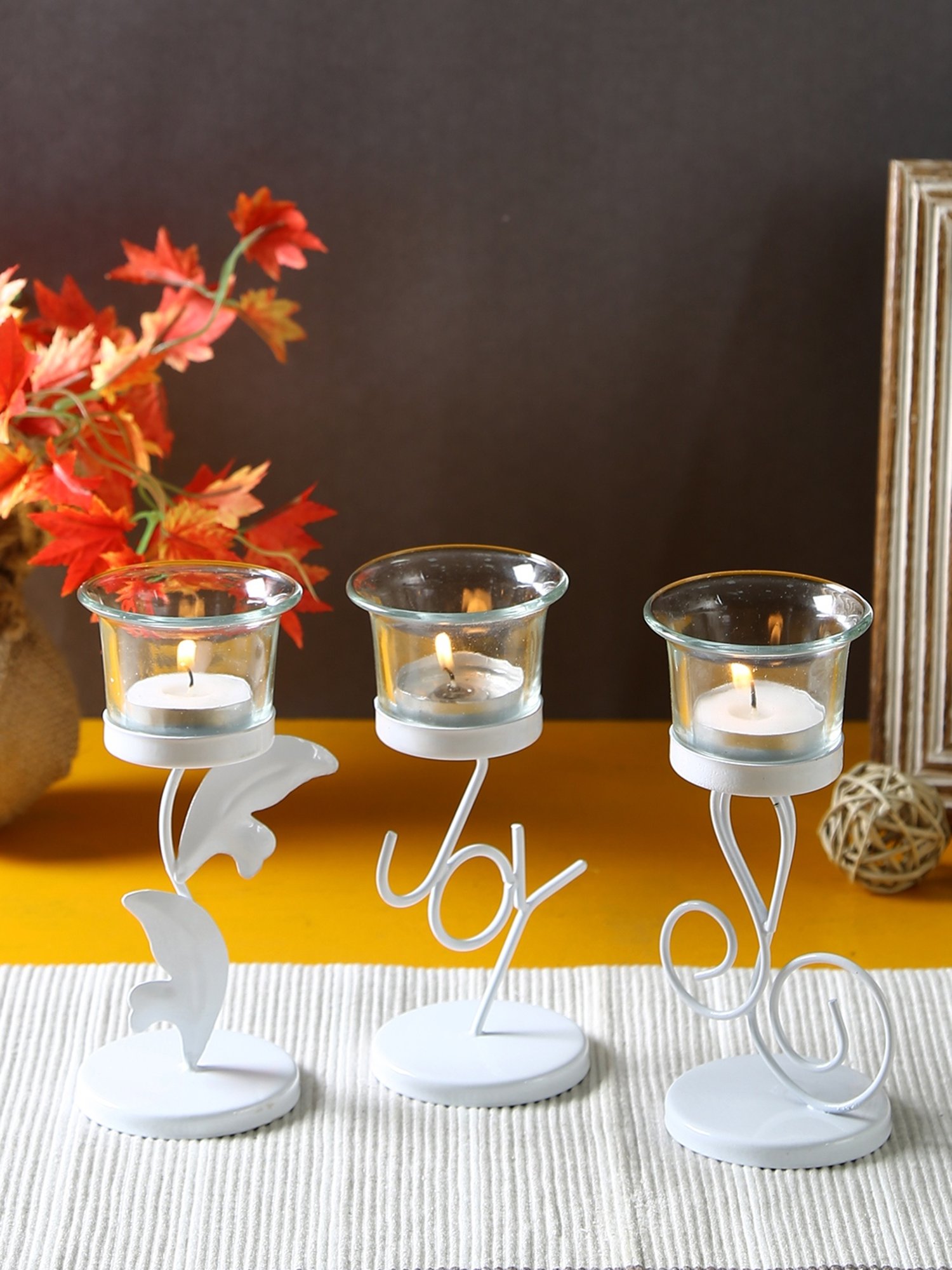 Hosley White Trendy Table Decoration Tealight Holder Set of - 3