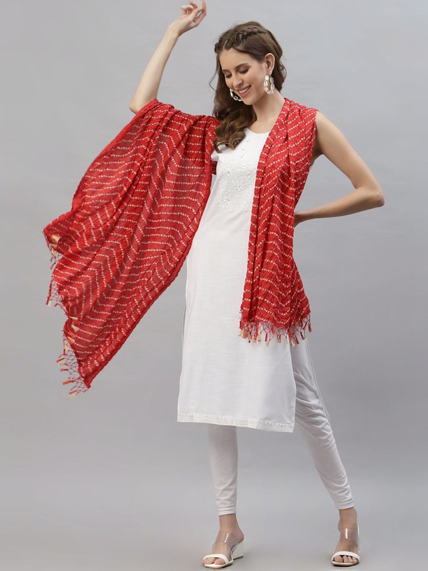 Stylum Red Bandhani Print Dupatta