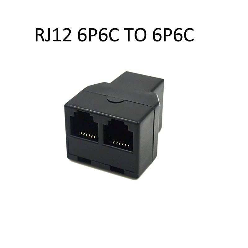 RJ12 6P6C 3Female Telephone Splitter Adapter Cable Black