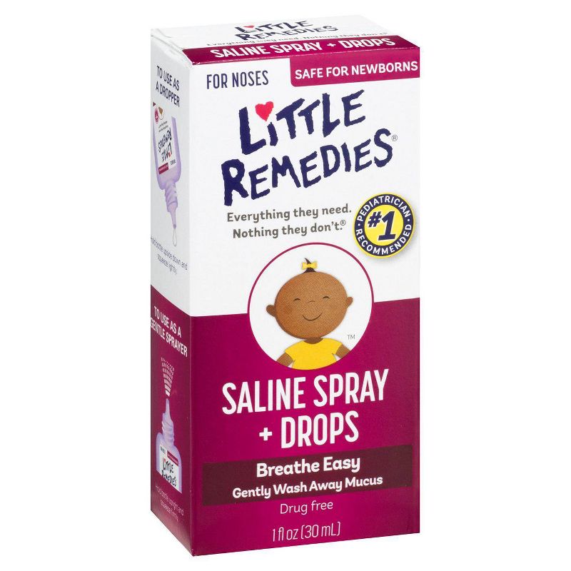 Little Remedies Saline Spray and Drops for Babies Stuffy Noses - 1 fl oz