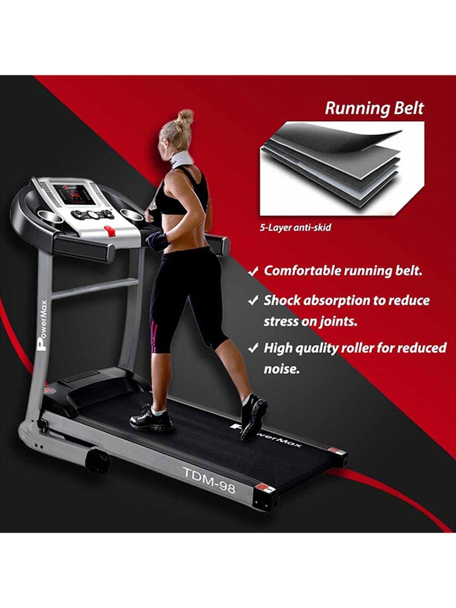 PowerMax Fitness TDM-98 3.5HP Treadmill (Black)