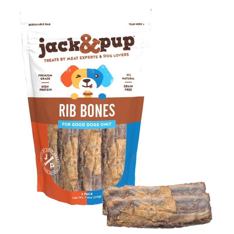 Jack&Pup Rib Bones Beef Dog Treats - 5ct