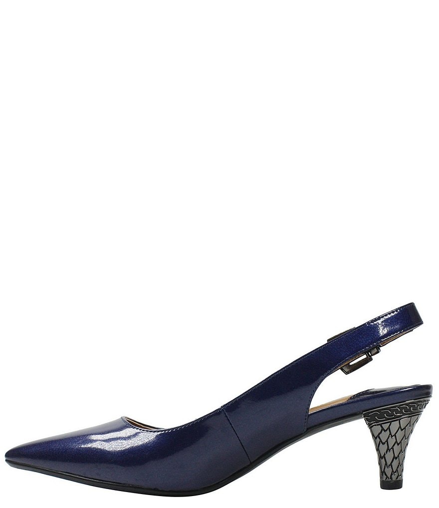 J. Renee Mayetta Slingback Pearlized Patent Dress Metal Heel Pumps