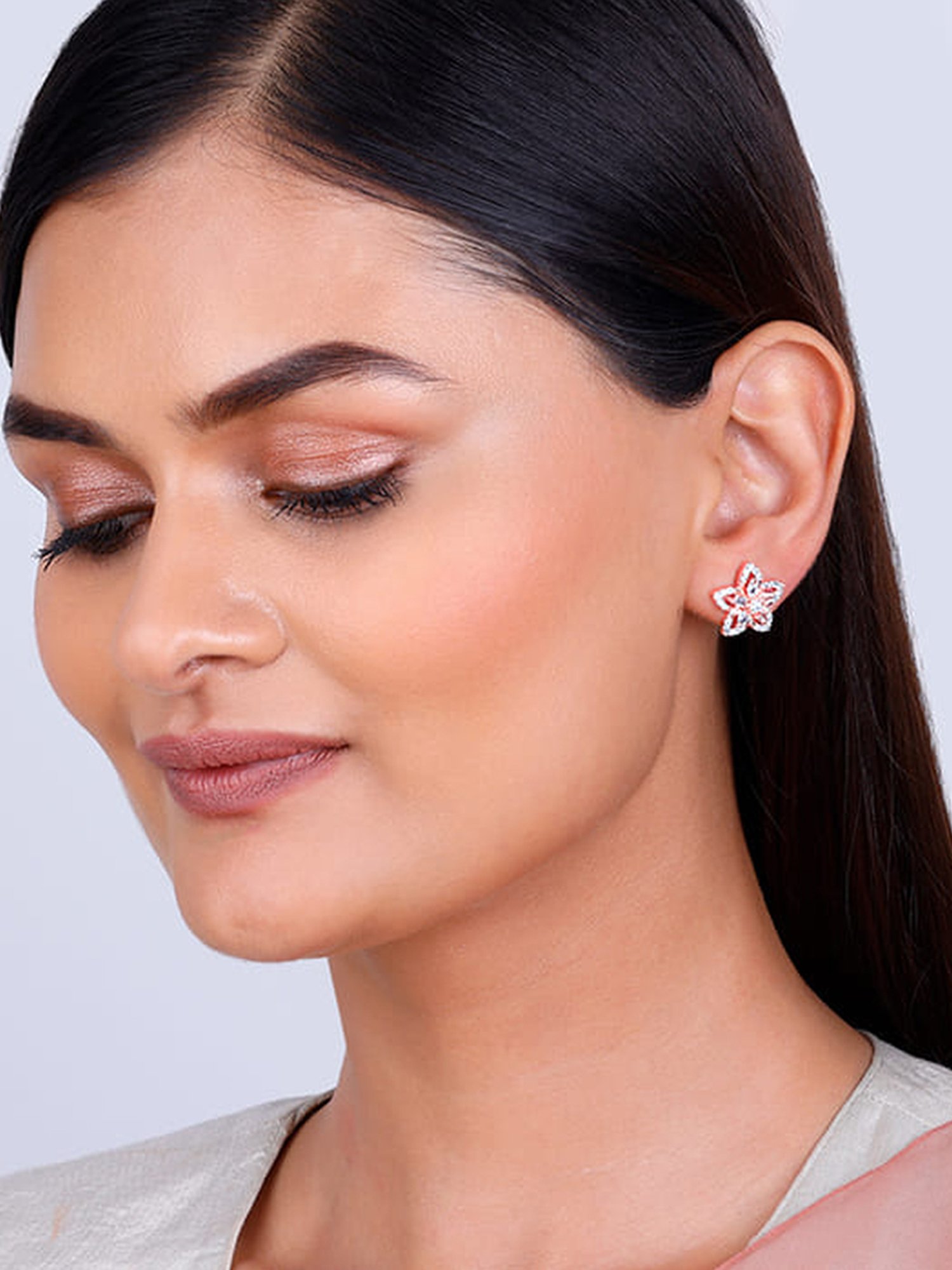 GIVA 925 Silver Rose Gold Viola Stud Earrings for Women & Girls