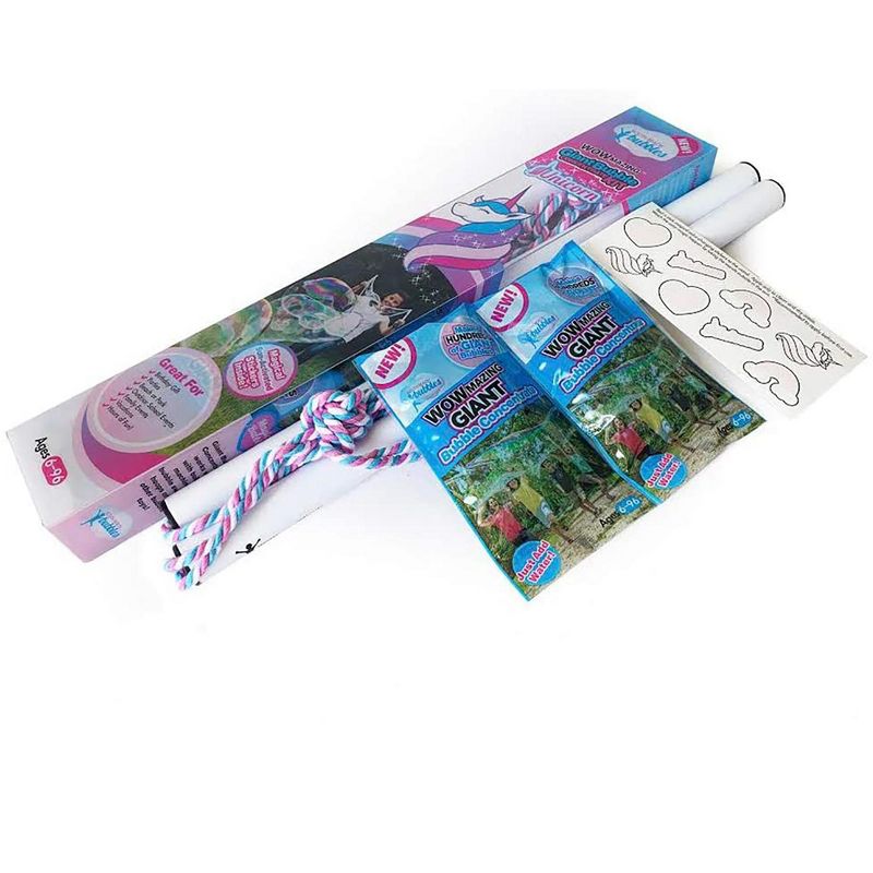 South Beach Bubbles WOWmazing Unicorn Giant Bubble Kit | Wand + 2 Packets Bubble Concentrate + 8 Stickers