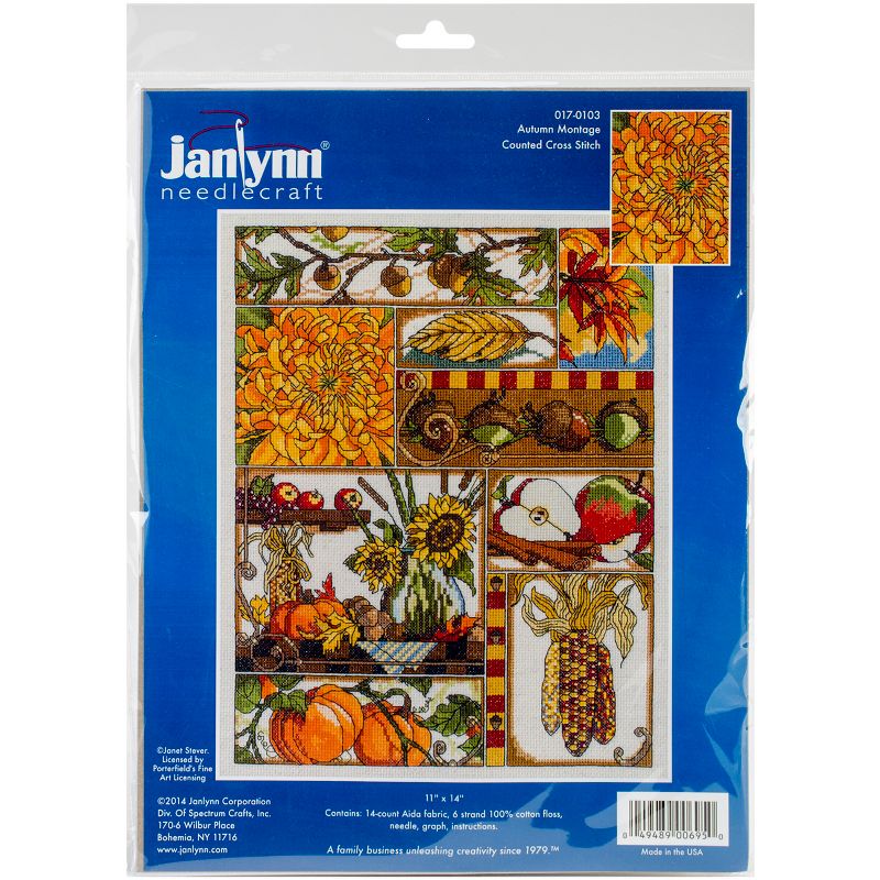 Janlynn Counted Cross Stitch Kit 11"X14"-Autumn Montage (14 Count)