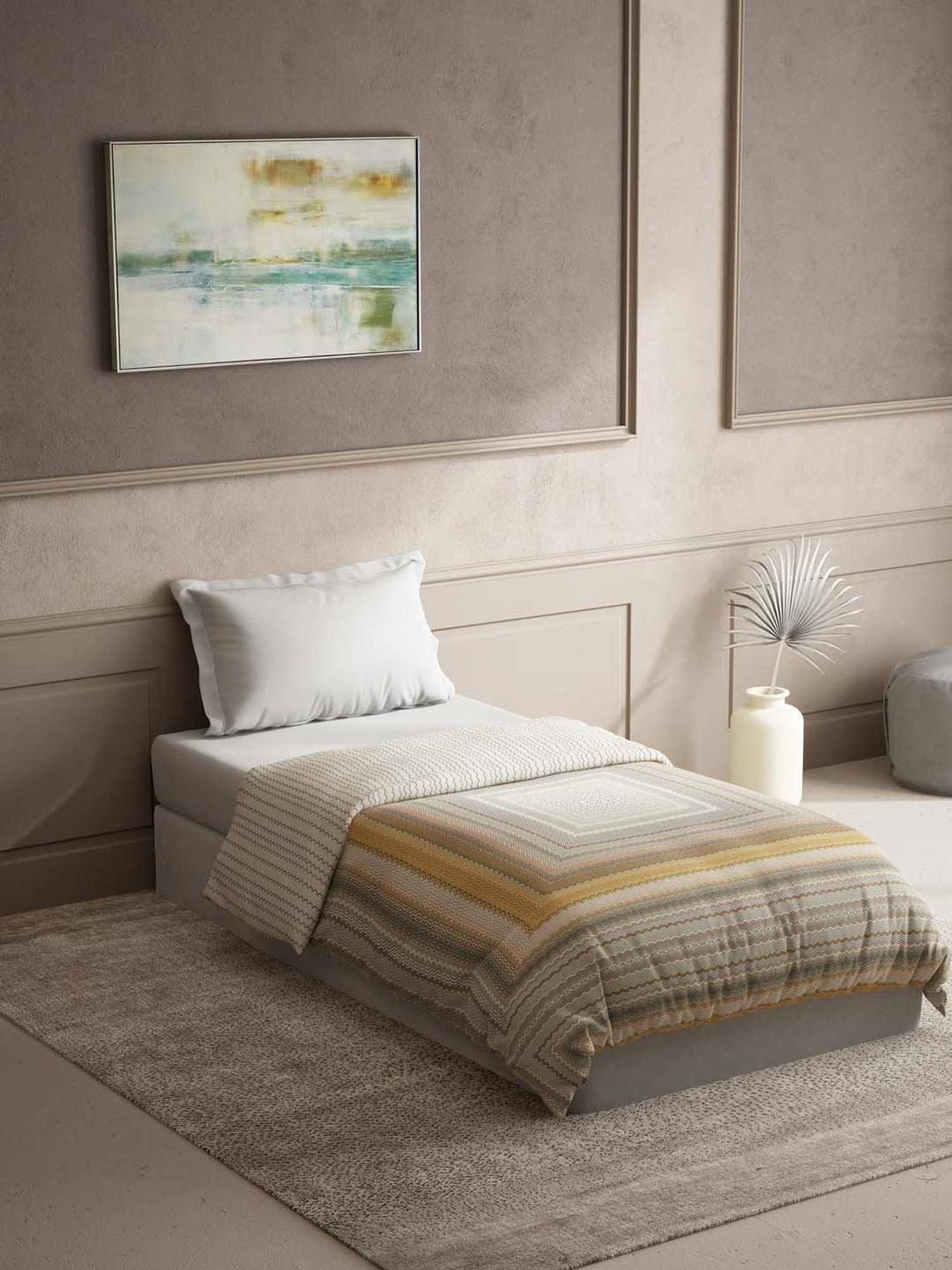 DDecor Geometric Brown 150 TC Cotton Single Reversible Dohar