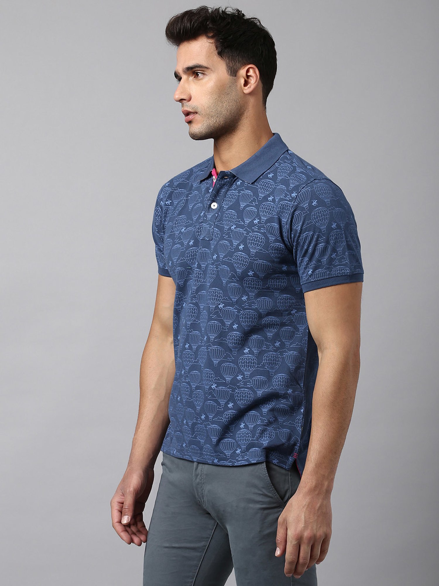 Beverly Hills Polo Club Blue Regular Fit Cotton Polo T-Shirt
