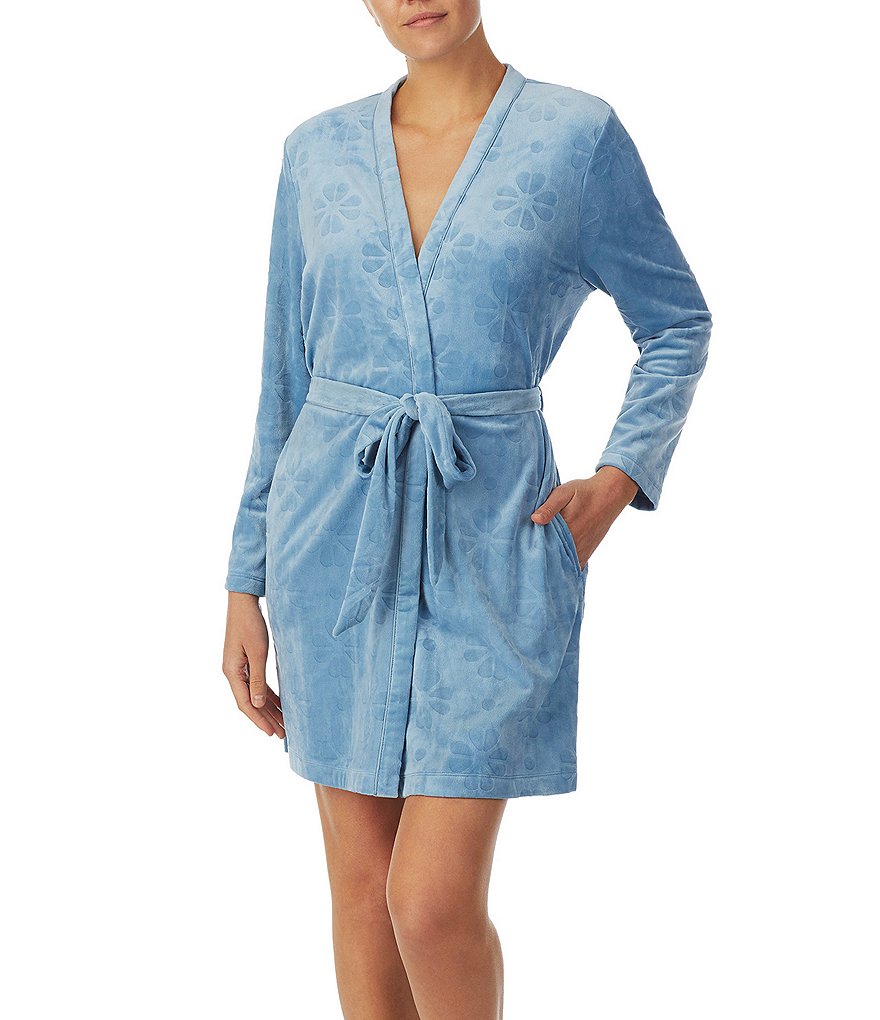 Lauren Ralph Lauren Paisley Print Satin Short Wrap Robe