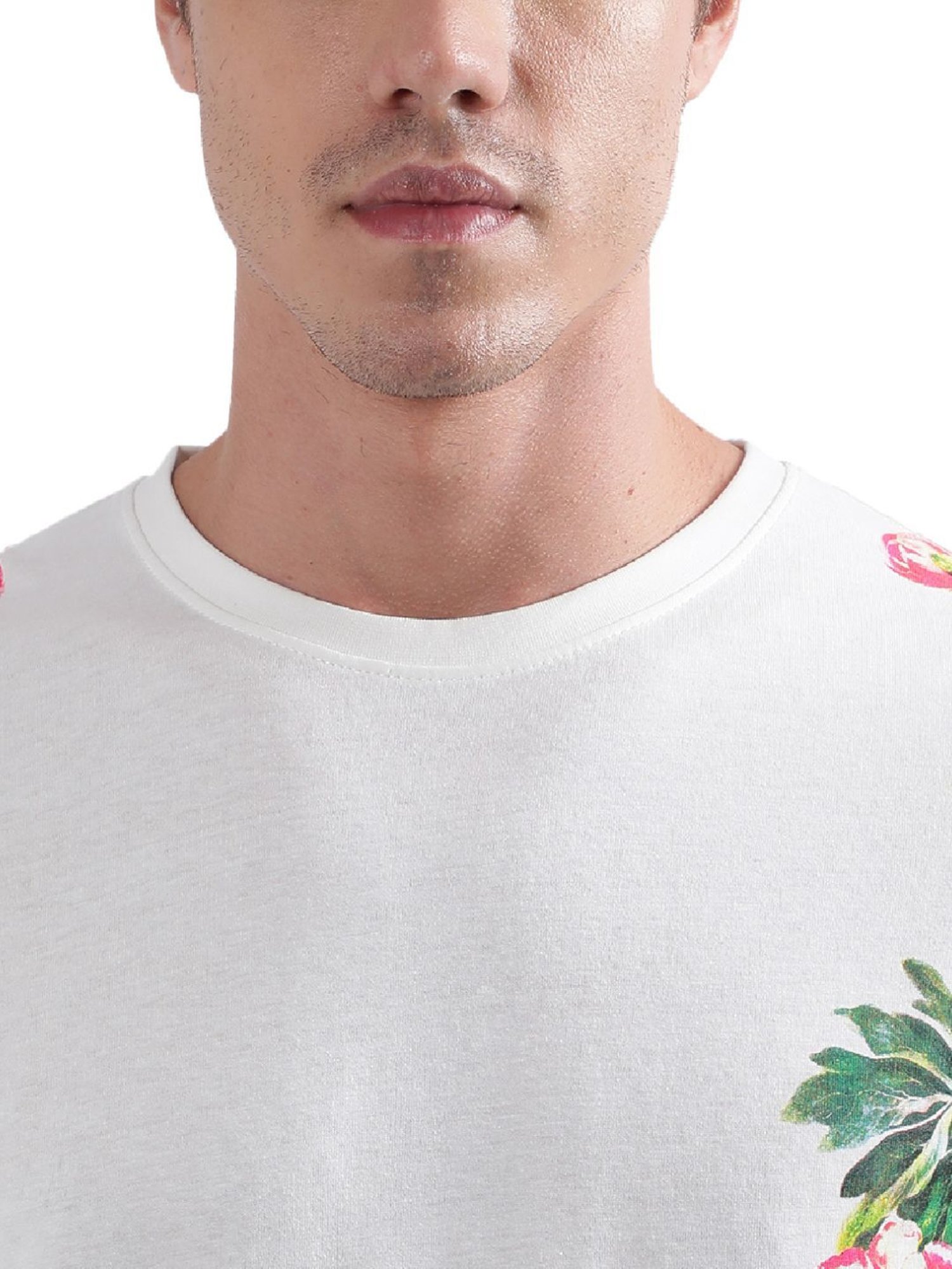 Lindbergh White Cotton Regular Fit Printed T-Shirt