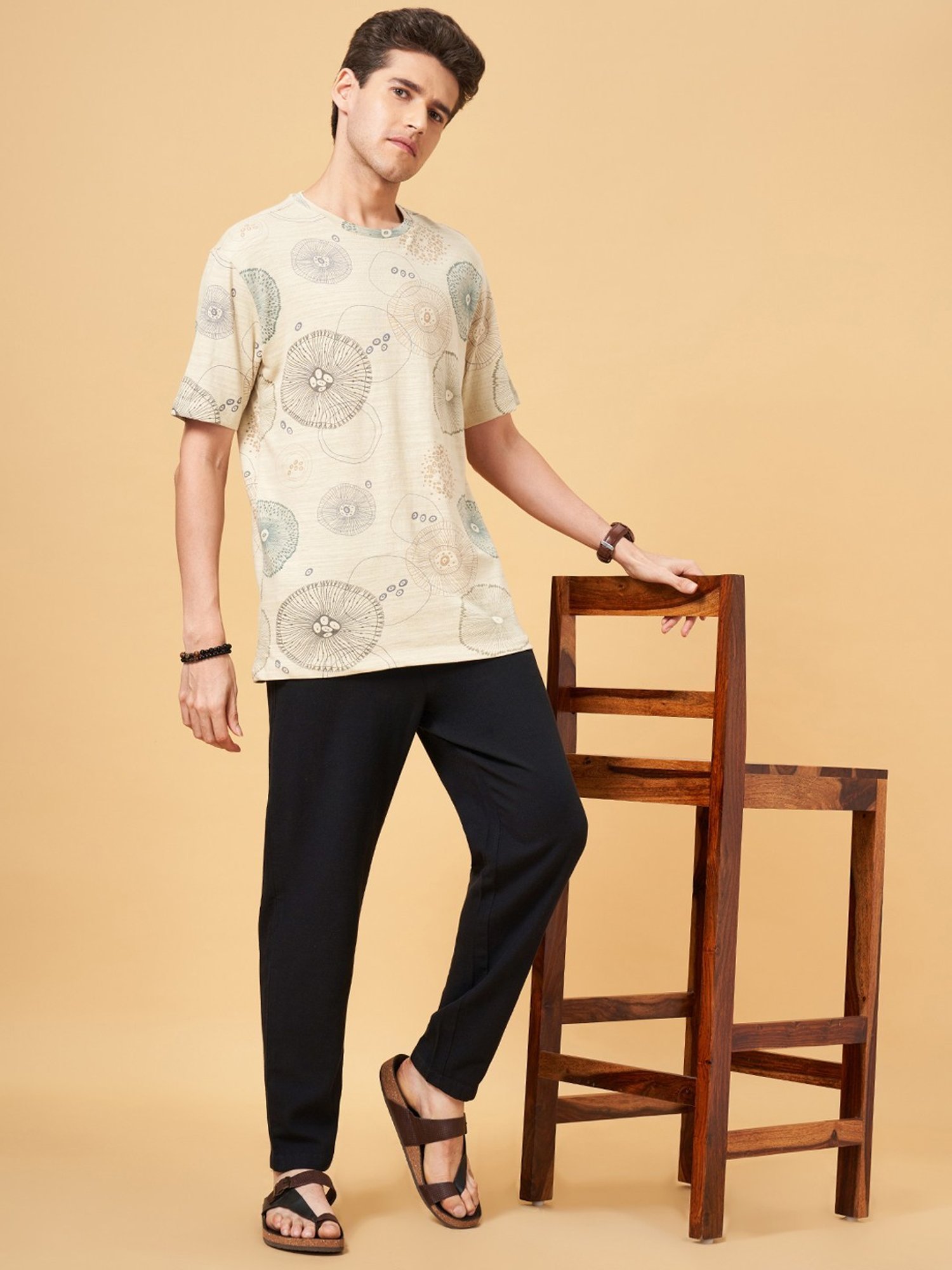 7 Alt by Pantaloons Turtledove Cotton Relaxed Fit Printed T-Shirt