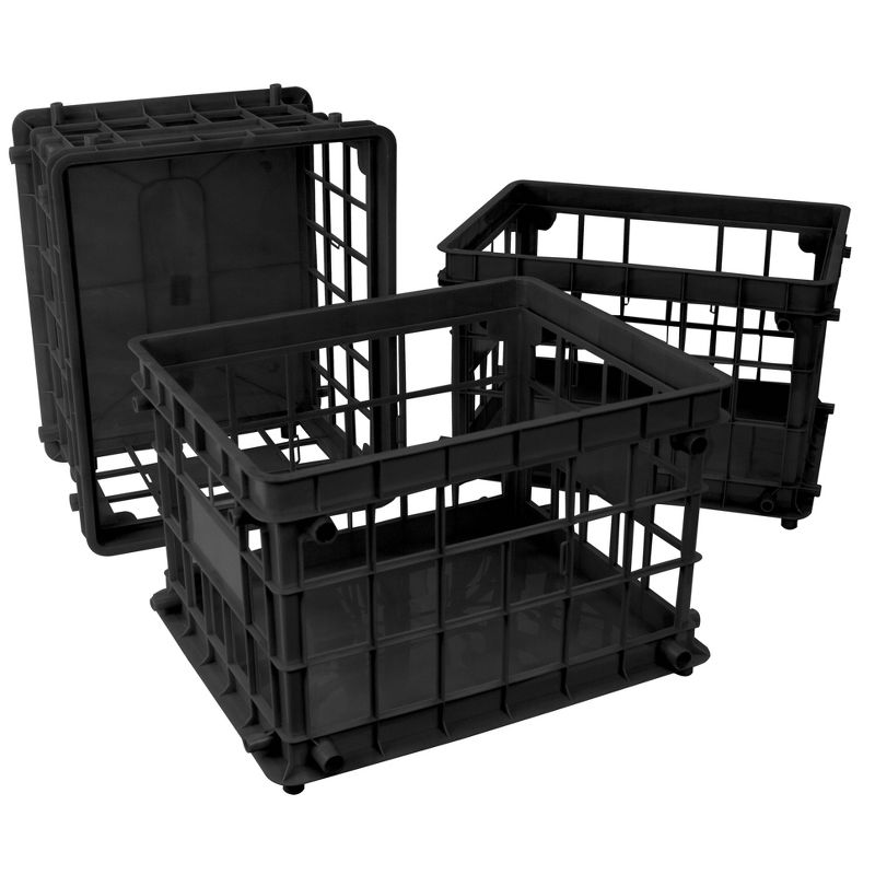 Storex 3pk File Crates Letter Size - Black