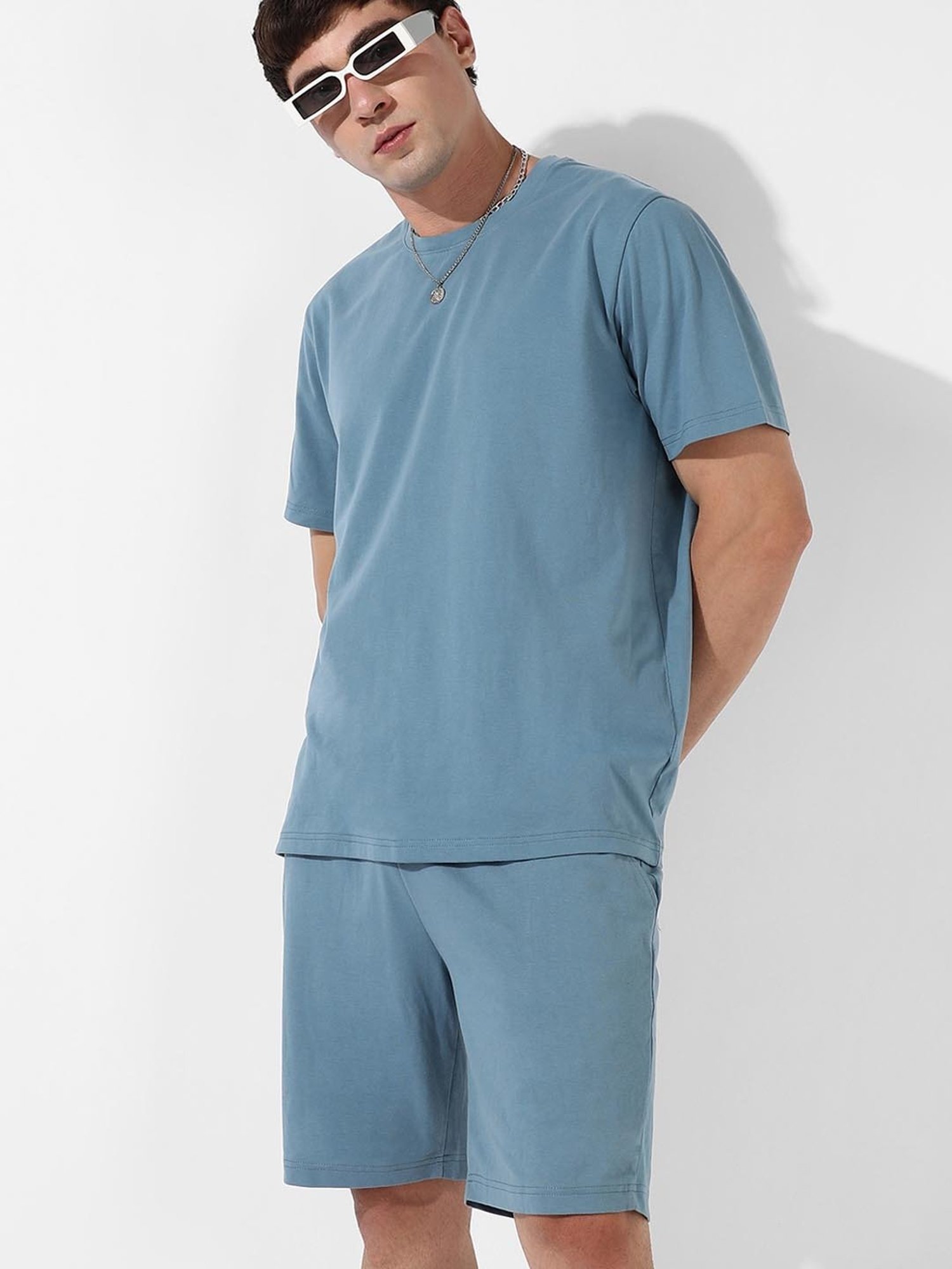 Campus Sutra Blue Regular Fit Co-Ord Set