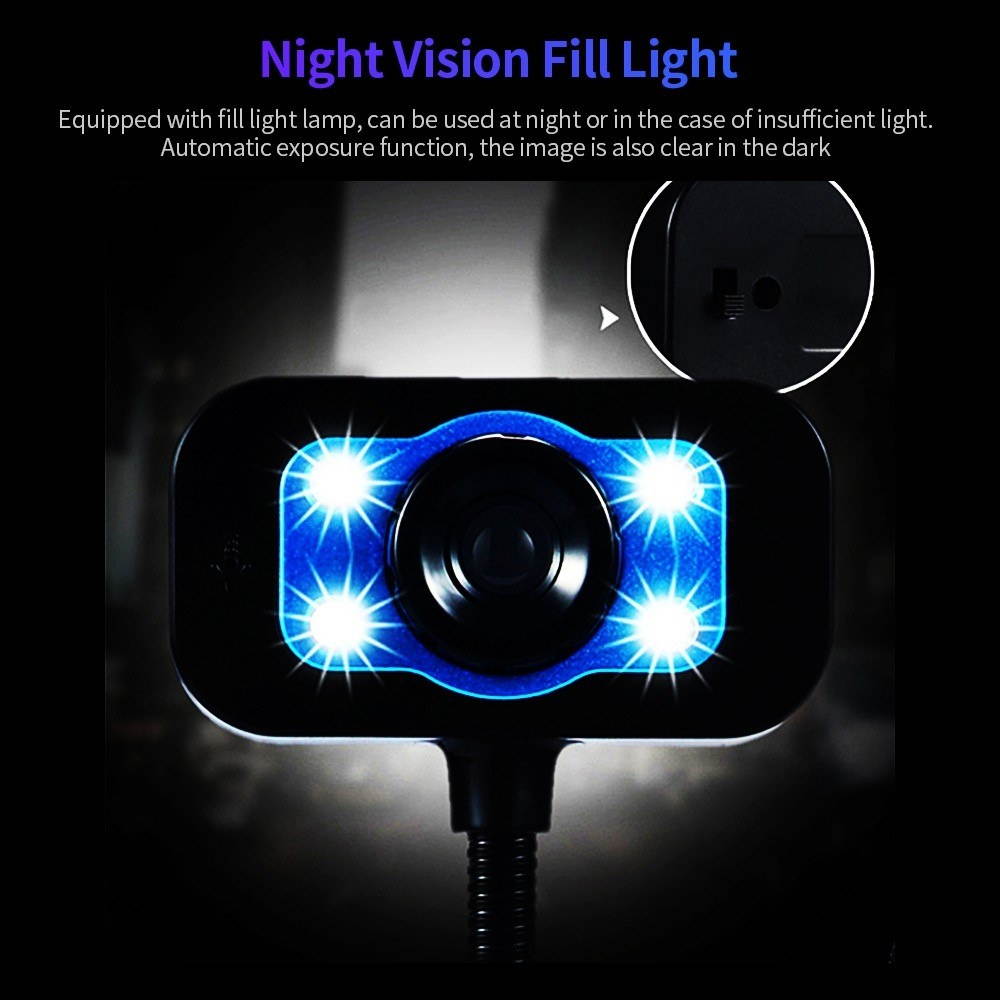 480P USB Webcam Drive-free USB Web Camera with External Microphone Fill Light Lamp Plug and Play for PC Laptop