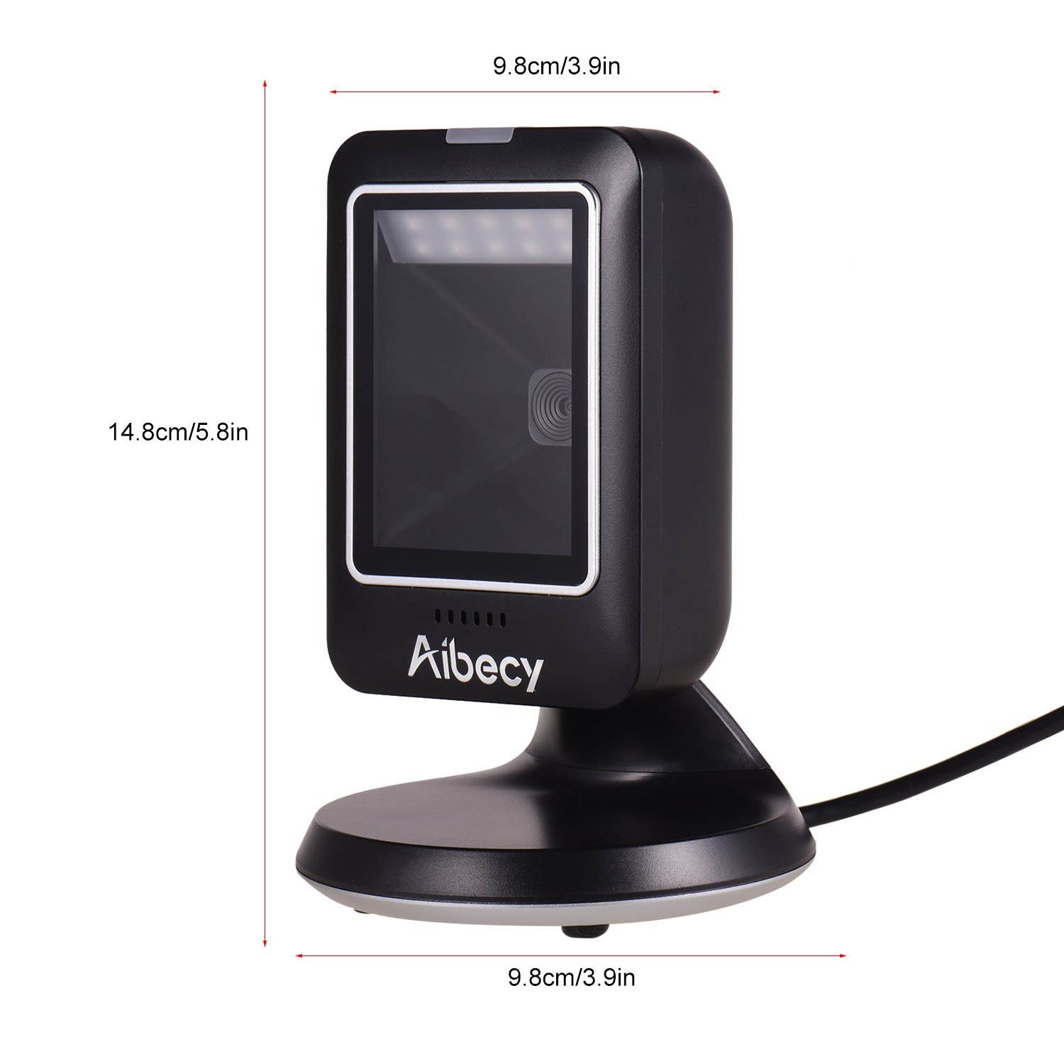 Aibecy MP6300Y 1D/2D/QR Omnidirectional Barcode Scanner USB Wired Bar Code Reader CMOS Image Hand-Free for Supermarket Bookstore Retail Hospital
