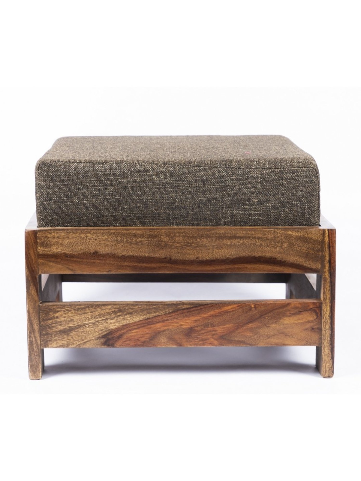 Ikiriya Amber Brown Wood Foot Stool Teak Finish