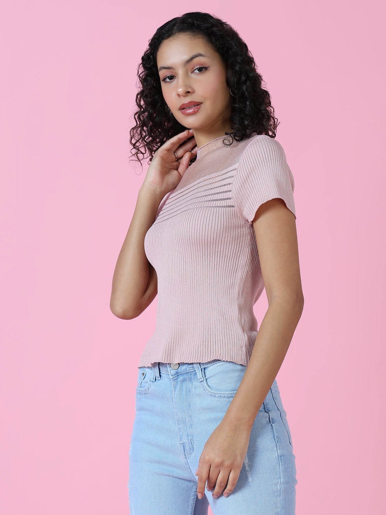 SHOWOFF Peach Regular Fit Top
