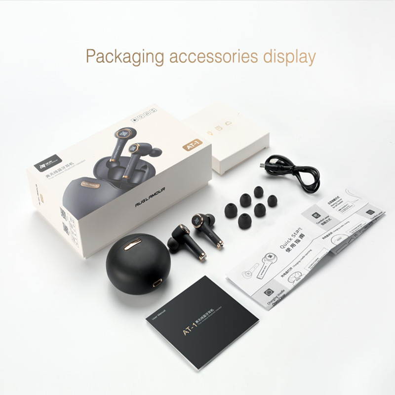 AT-1 TWS Smart Touch Wireless Bluetooth 5.0 Earphone IPX5 Waterproof Sport HiFi Sound Earbuds Noise Reduction Headset