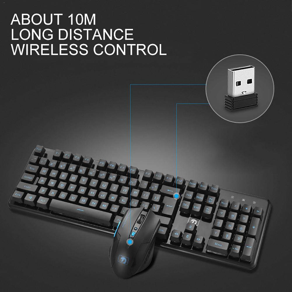 Wireless Rechargeable Gaming Keyboard and Mouse, 104 Keys Rainbow Backlight Waterproof Mechanical Feel Keyboard With Mouse for Laptop PC Gamer