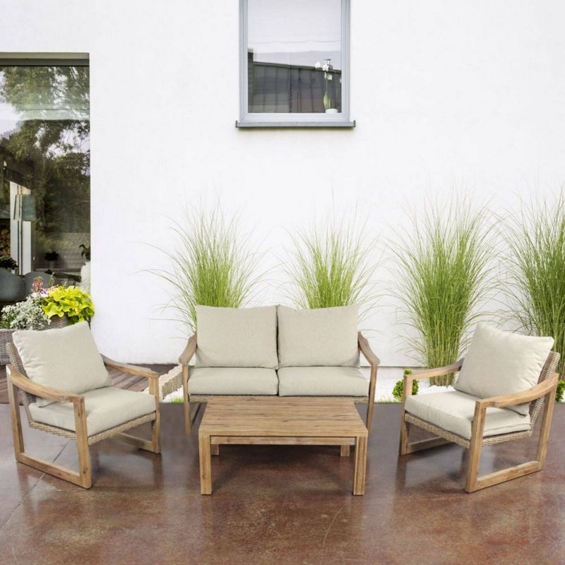 Woodfield 4pc Loveseat Seating Group - Natural - Courtyard Casual