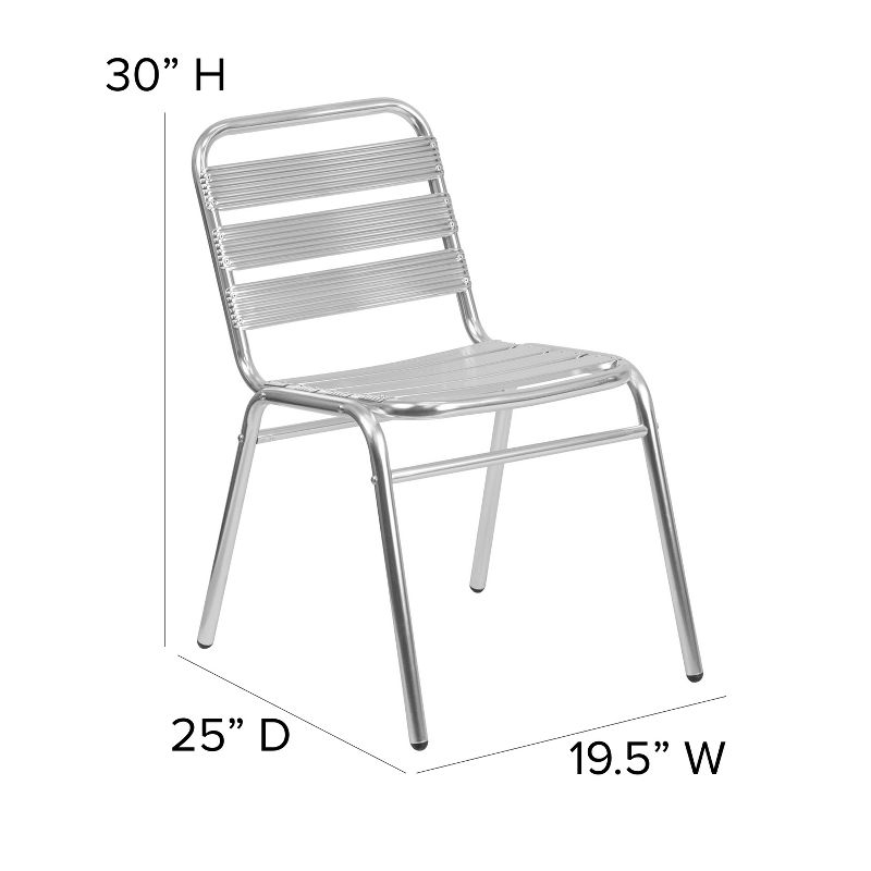 Emma and Oliver Aluminum Indoor-Outdoor Stack Chair with Triple Slat Back