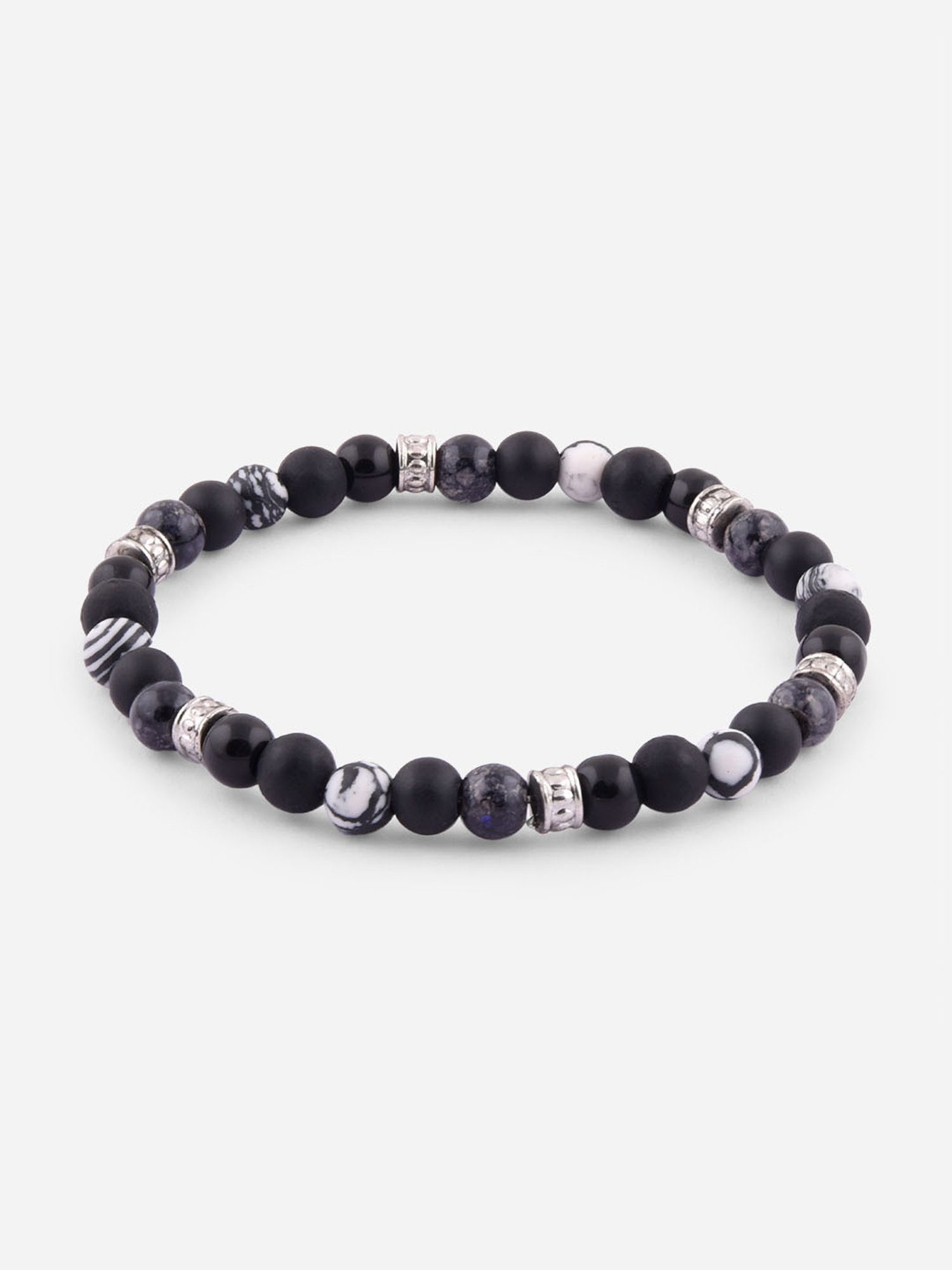 The Bro Code Black Multipack Elasticated Semi Precious Beaded Bracelet for Men - Set of 3