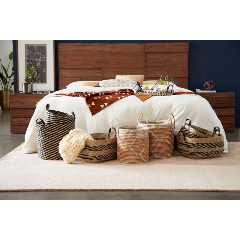 2pk Round Seagrass Storage Baskets with Handles