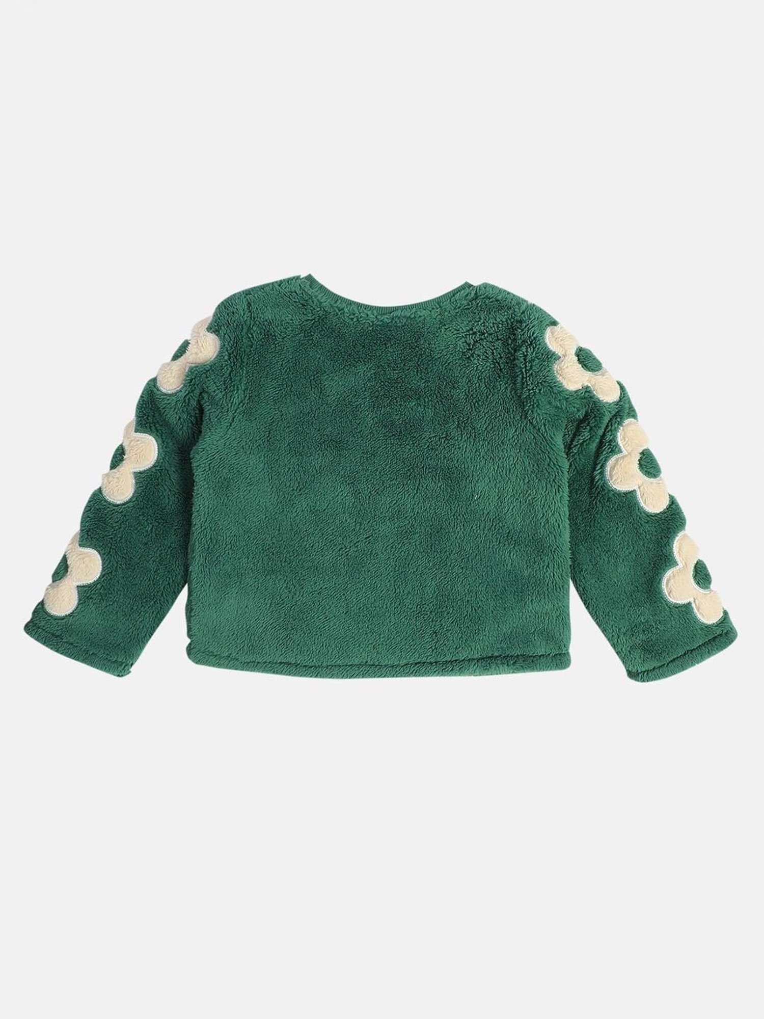 MINIKLUB Girls Green Cotton Printed Full Sleeves Sweat Shirt