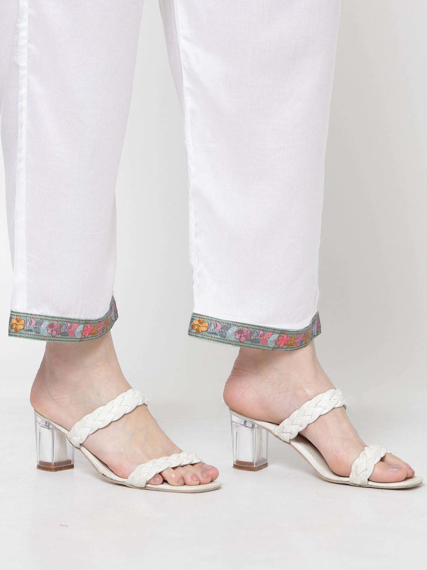 DART STUDIO White Regular Fit Palazzos