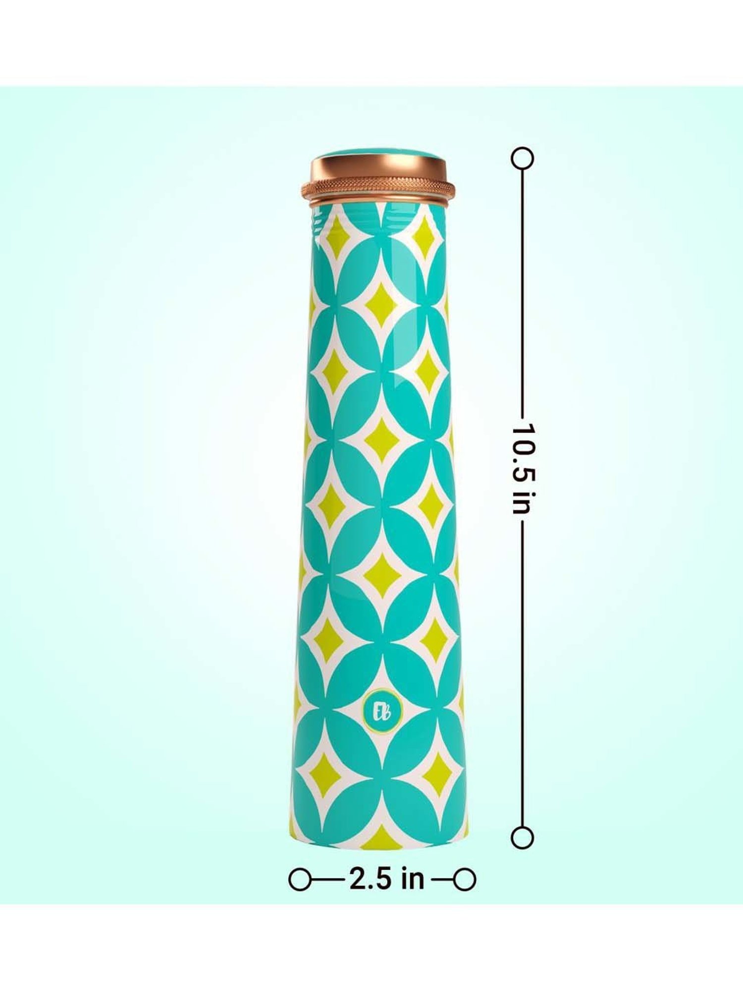 Everything Beautiful Aqua Blue Copper Water Bottle - Slim (0.75 L)