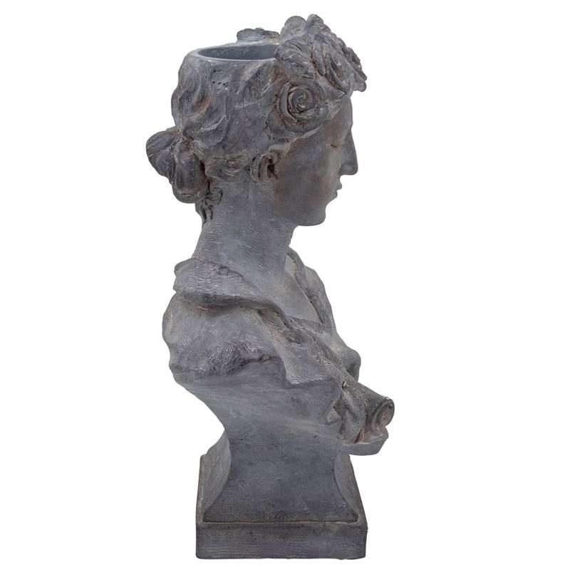 21" Resin Lady with Roses Figurine Gray - Sagebrook Home
