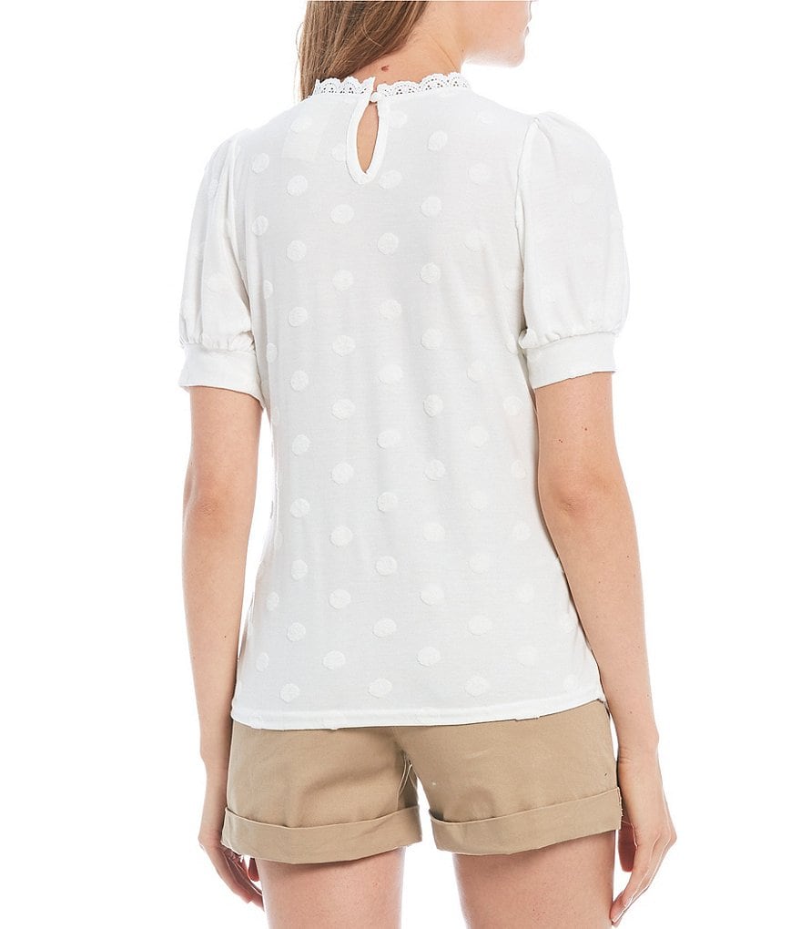 Blu Pepper Dot Short Sleeve Top