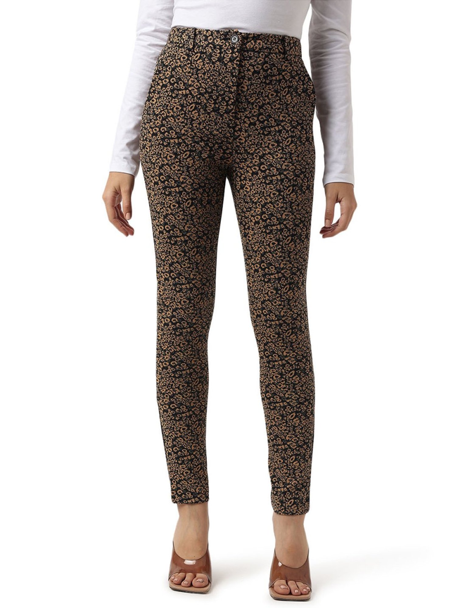 Liu Jo Multicolor Printed Regular Fit Flat Front Trousers