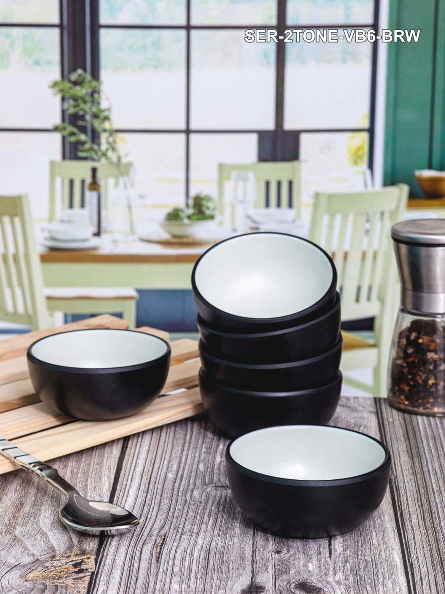 Servewell Cons. Brown Terraclay Melamine 10 cm 2 Tone Veg Bowls (0.22 L) - Set of 6